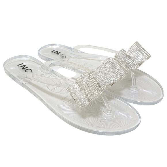 INC INTL Concepts Women Madena Flip Flop Thong Sandals Size US 9M Clear Bling - Picture 2 of 6